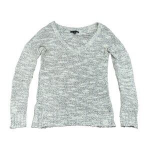 American Eagle Womens Sweater Gray Metallic Sparkle Size Small Cozy V Neck
